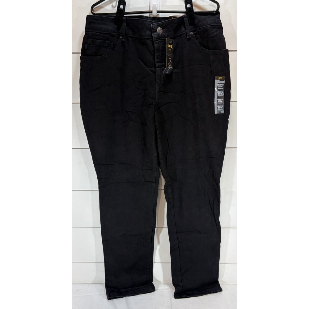 Lee Relaxed Fit Straight Leg Women's Plus Jeans 16W Medium Black NEW NWT